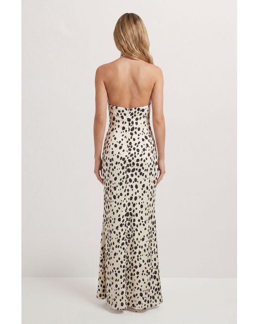 MissPap White Printed Keyhole Detail Satin Maxi