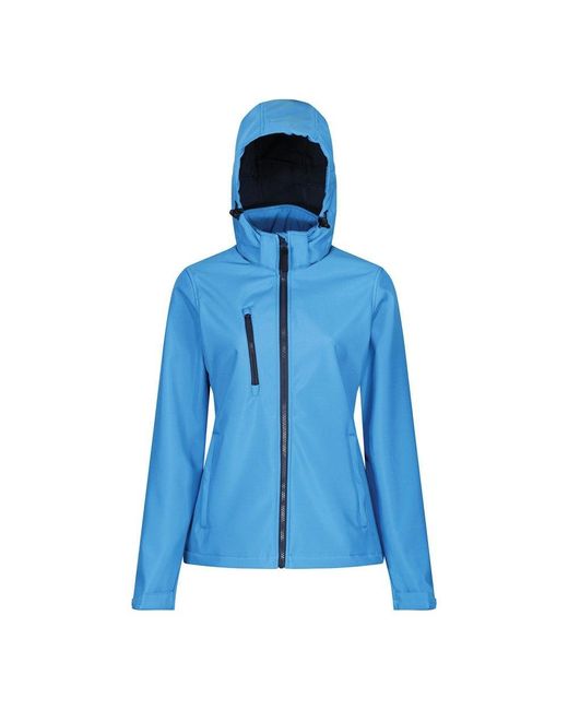 Regatta Blue Ladies Venturer Hooded Soft Shell Jacket (French/