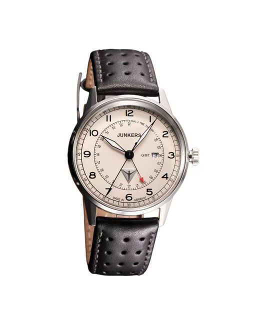 Junkers Original Metallic 6946-5 Pilot Watch Aviation Chronograph Classic Analog Display With Date Window Luminous Hands for men