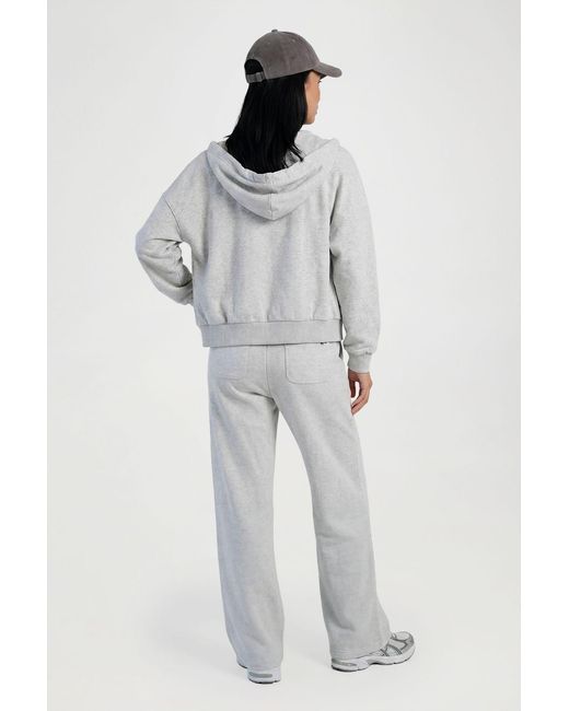 Boohoo Gray Towelling Boxy Crop Hooded Tracksuit