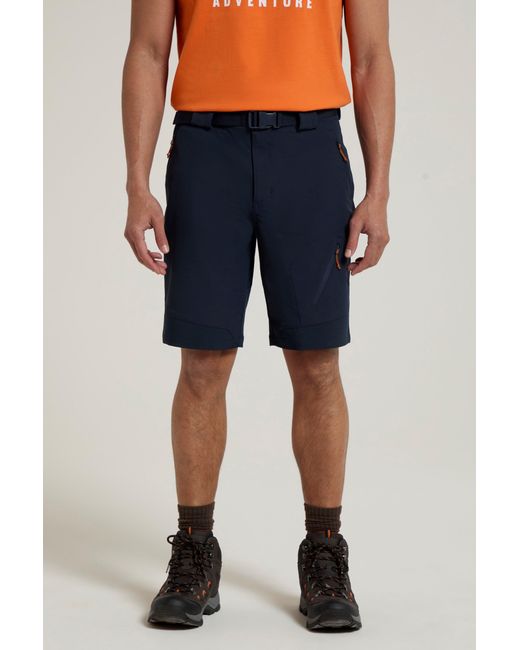 Mountain Warehouse Blue Trekking Shorts Water Resistant Uv Protection Casual Bottoms Polyamide for men