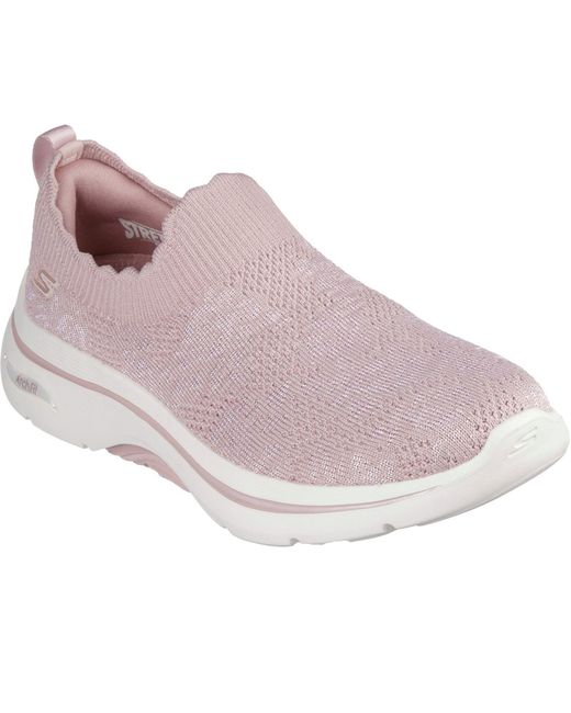 Skechers Purple Go Walk Arch Fit 2.0 Rosa Linda Textile Trainers