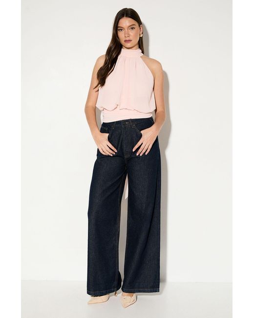 MissPap Natural Premium Chiffon Scarf Neck Top