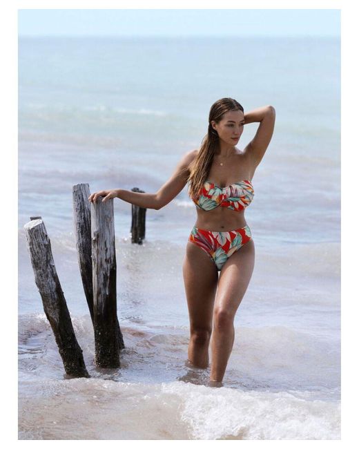 Fantasie Red Bamboo Grove Twist Bandeau Bikini Top