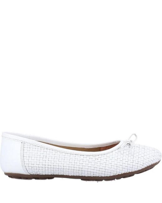 Hush Puppies White Ladies Ballerina Leather Pumps