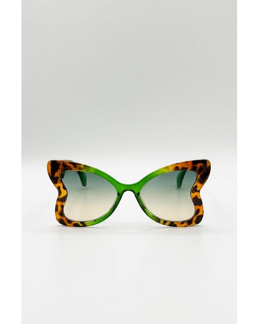 SVNX Green Oversized Butterfly Sunglasses