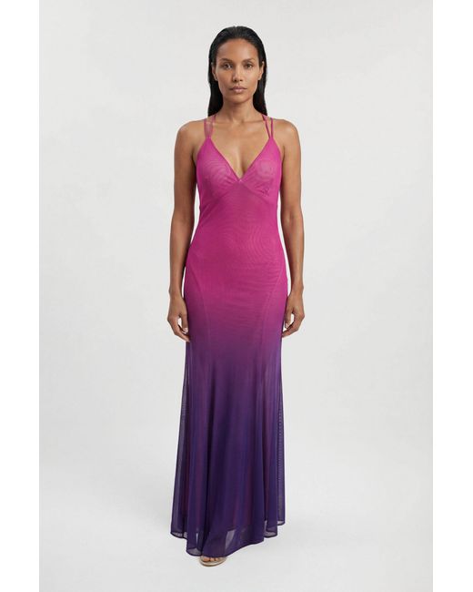 Karen Millen Red Ombre Sunset Mesh Strappy Beach Dress
