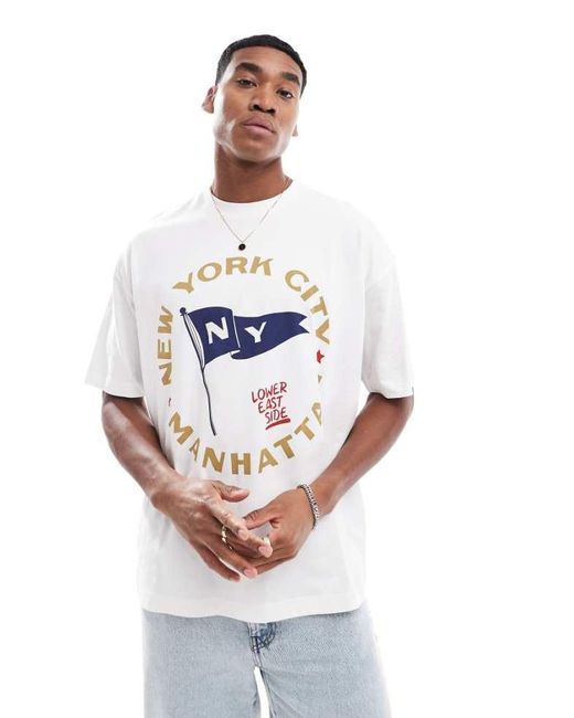 ASOS White Oversized T-Shirt With Front Print for men
