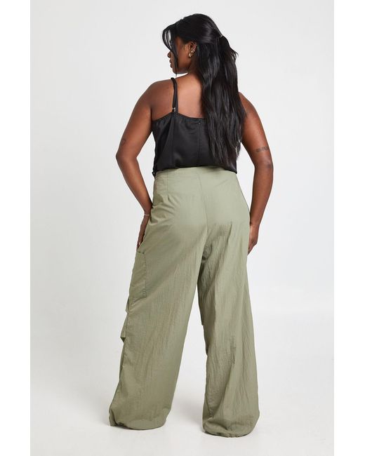 Boohoo Green Plus Nylon Bungee Hem Cargo Trouser