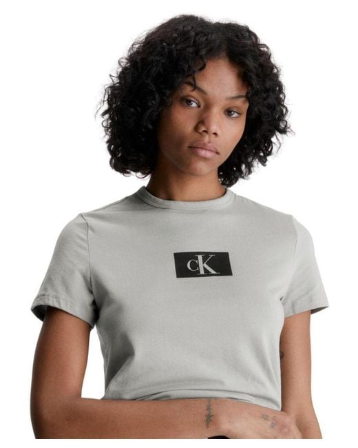 Calvin Klein Gray 000Qs6945E Ck96 Crew Neck T-Shirt