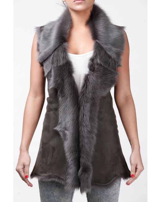 Infinity Leather Gray Toscana Sheepskin Long Gilet-Sorocaba