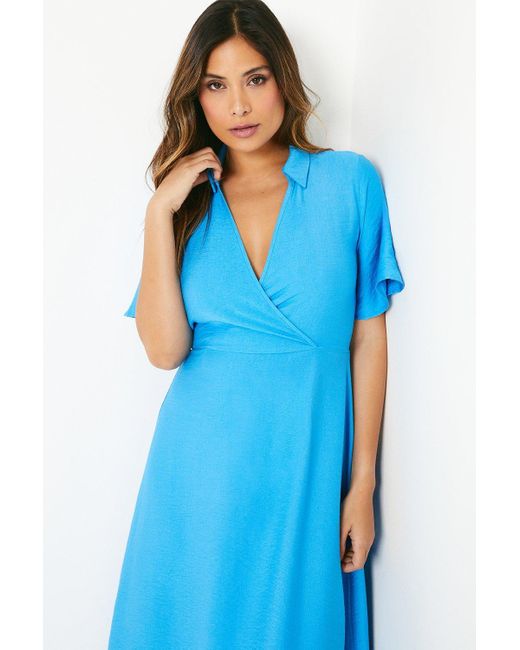 PRINCIPLES Blue Collared Midi Dress