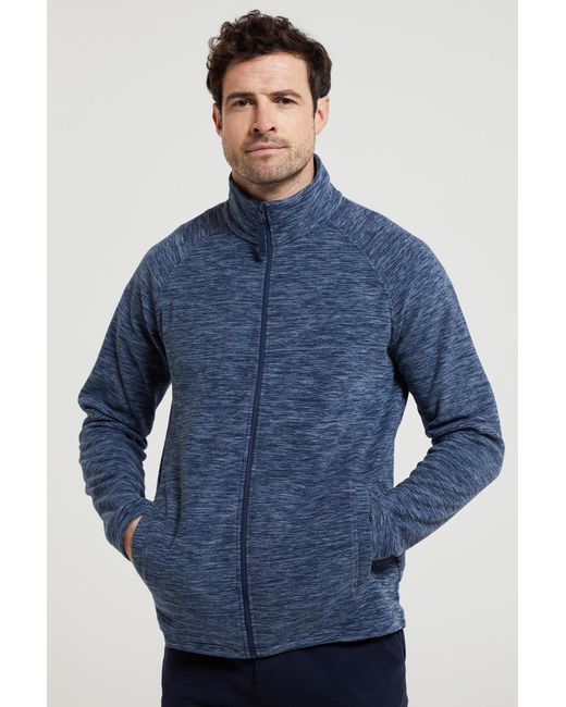 Mountain Warehouse Blue 'Snowdon' Fleece Sweater Full Zip Quick Dry Antipill Fabric Mid Layer for men