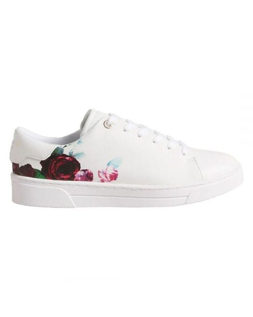 Ted Baker White Artile Rose Print Trainers