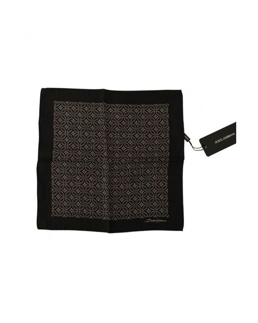 Dolce & Gabbana Black Patterned Dg Printed Square Handkerchief Scarf Silk for men