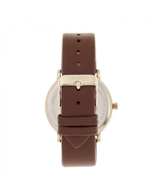Simplify Metallic The 6200 Leather-Strap Watch