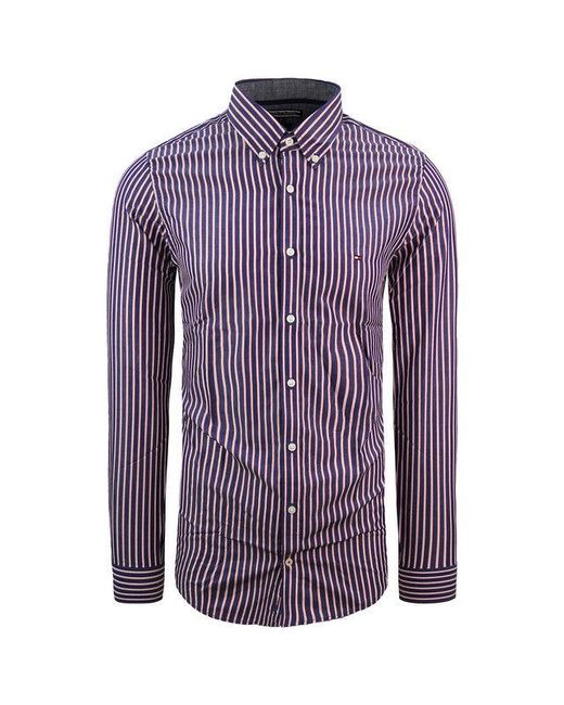 Tommy Hilfiger Purple Slim Fit Oxford Shirt Striped Top for men