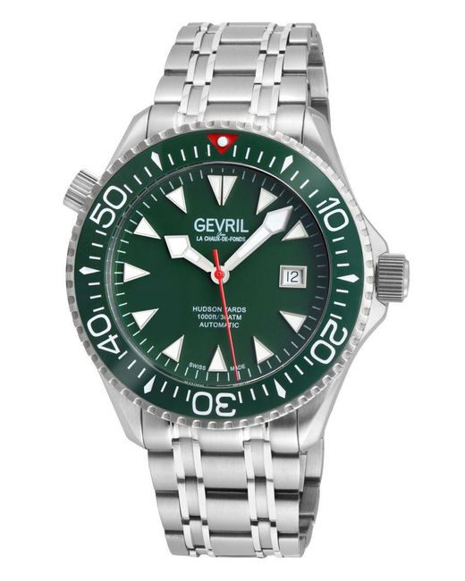 Gevril Green Hudson Yards Swiss Automatic Sellita Sw200 Dial Stainless Steel Watch for men