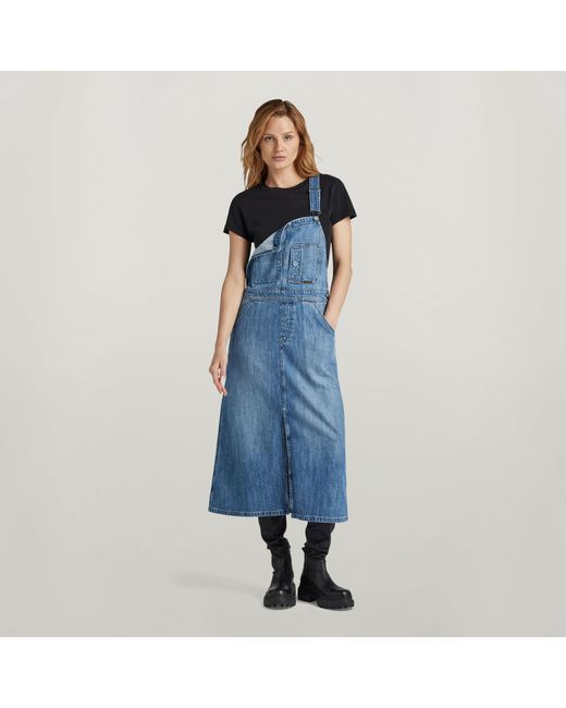G-Star Blue Midi Dungaree Dress