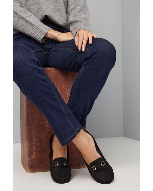 Good for the Sole Blue Wide Fit Mindie Faux Suede Snaffle Detail Moccasin Comfort Loafers