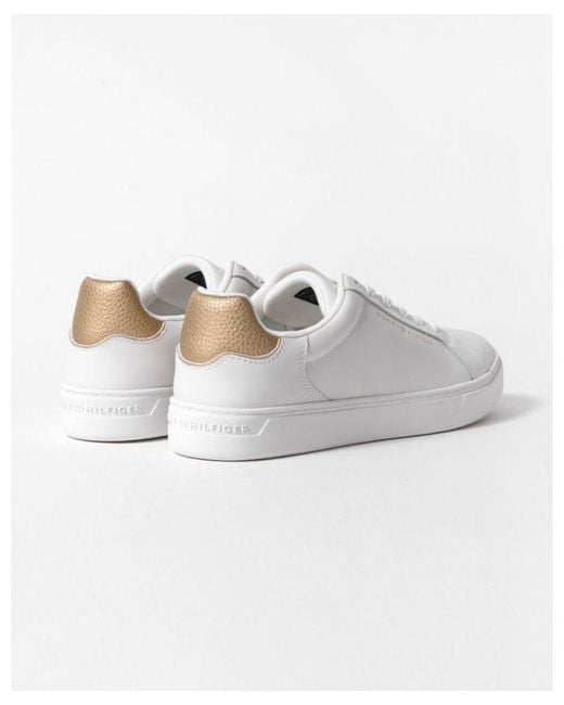 Tommy Hilfiger White Essential Court Metallic Trainers