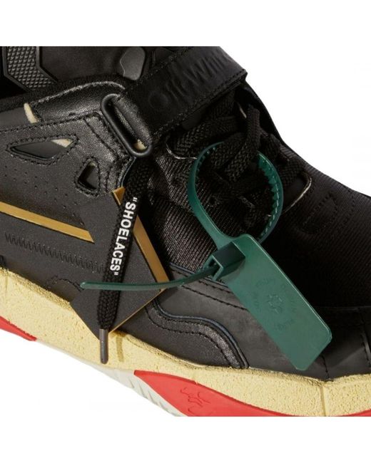 Off-White c/o Virgil Abloh Black Low Top Puzzle Couture Sneakers Leather