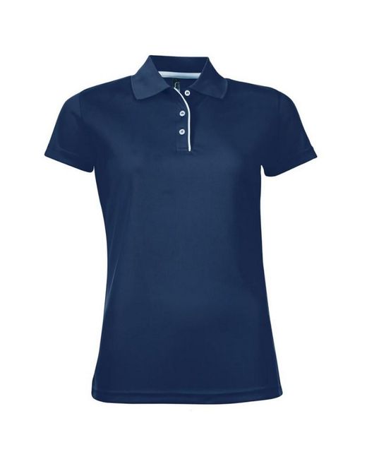 Sol's Blue Ladies Performer Short Sleeve Pique Polo Shirt (French)