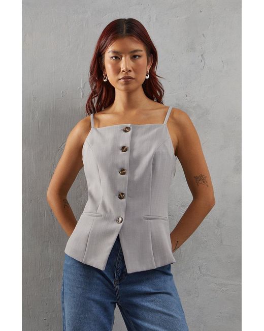 Warehouse Gray Premium Pinstripe Strappy Waistcoat