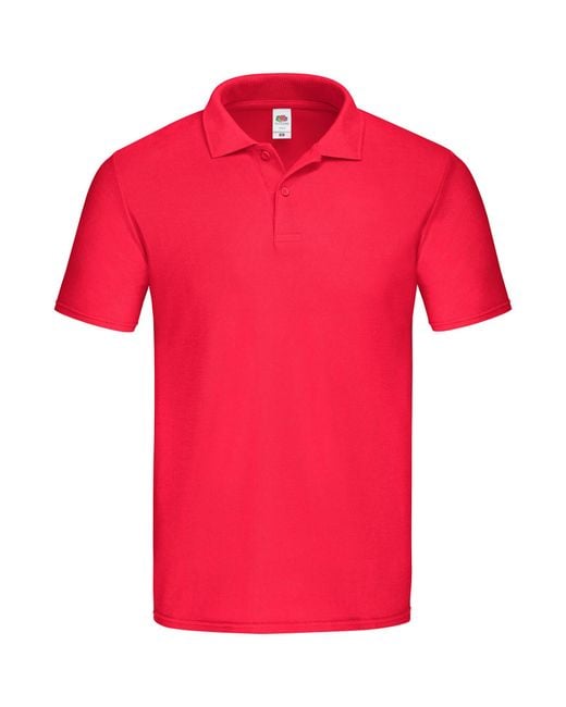 Fruit Of The Loom Red Original Pique Polo Shirt Cotton for men