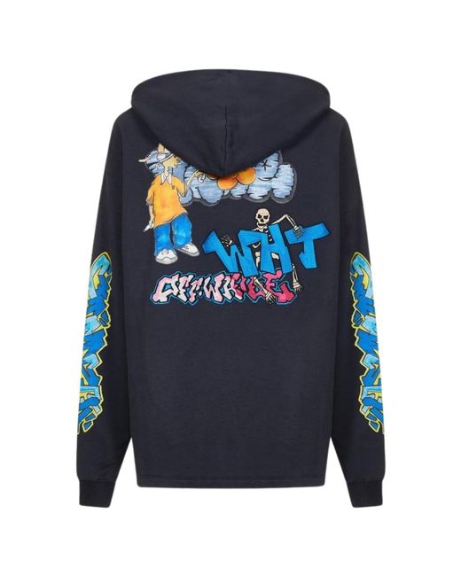 Off-White c/o Virgil Abloh Blue Graff Pupp Long Skate Hoodie Outerspace for men