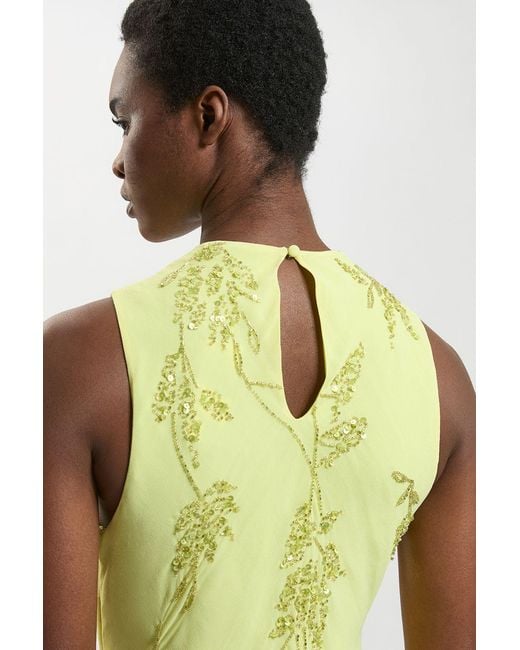 Karen Millen Green Petite Beaded Cowl Detail Maxi Dress