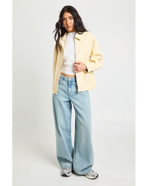 Boohoo Blue Tall Basics Mid Waist Boyfriend Jean