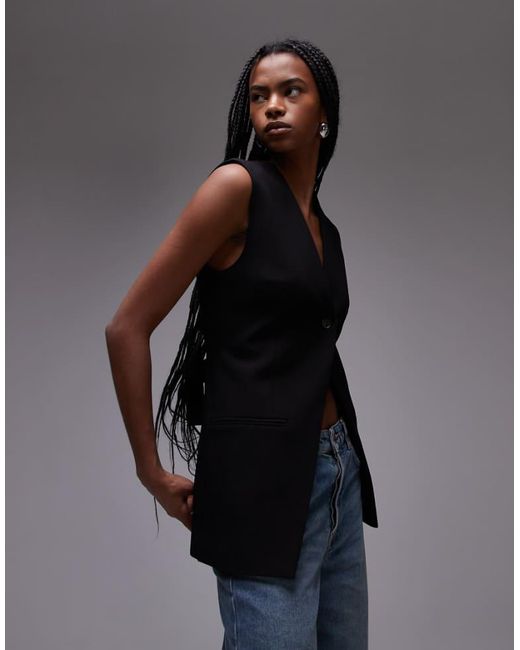 TOPSHOP Black Sleeveless Backless Blazer