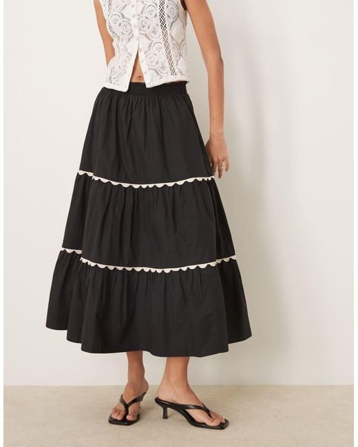 Nobody's Child Black Topsie Tiered Midaxi Skirt
