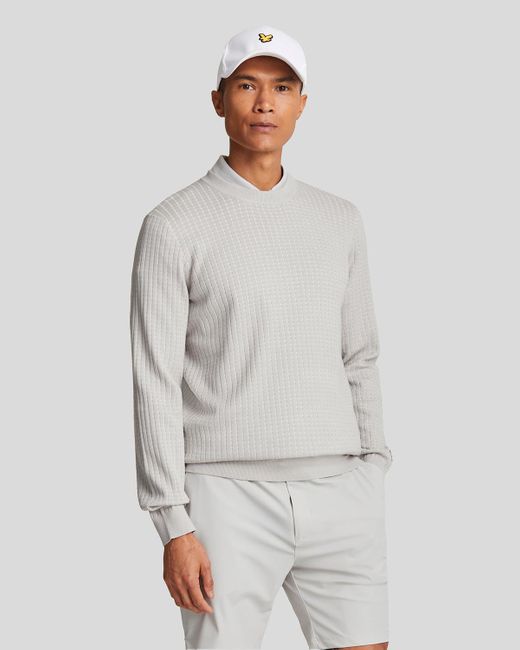 Lyle & Scott Gray Golf Grid Crew Neck Jumper for men