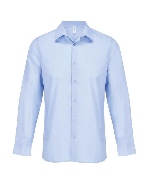 Sol's Blue Adult Bailey Poplin Long-Sleeved Shirt (Sky)