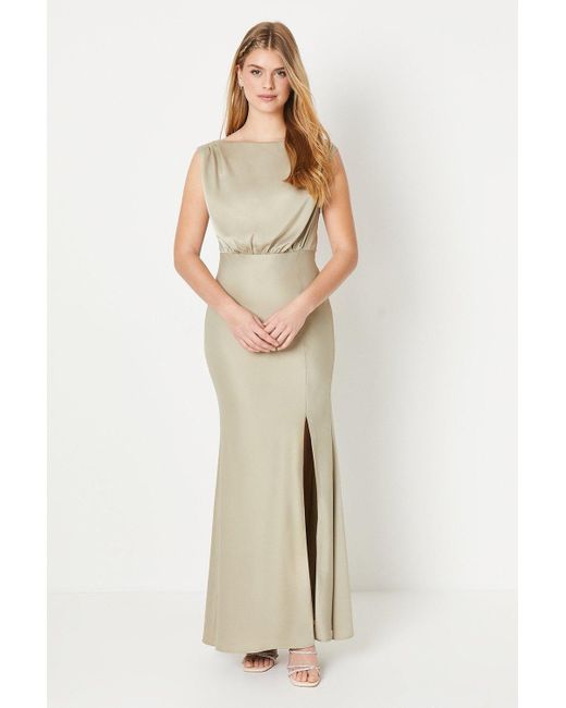 Debut London Natural By Coast Cowl Back Satin Bridemaids Dress