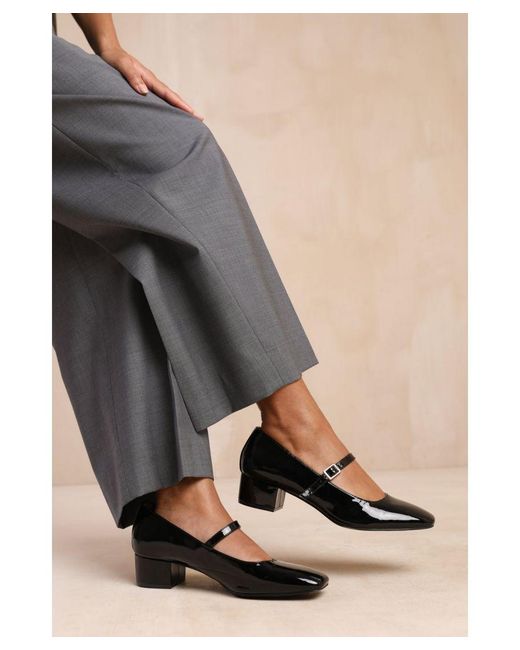 Where's That From Gray Wheres 'Oslo' Low Block Heel With Strap And Square Toe