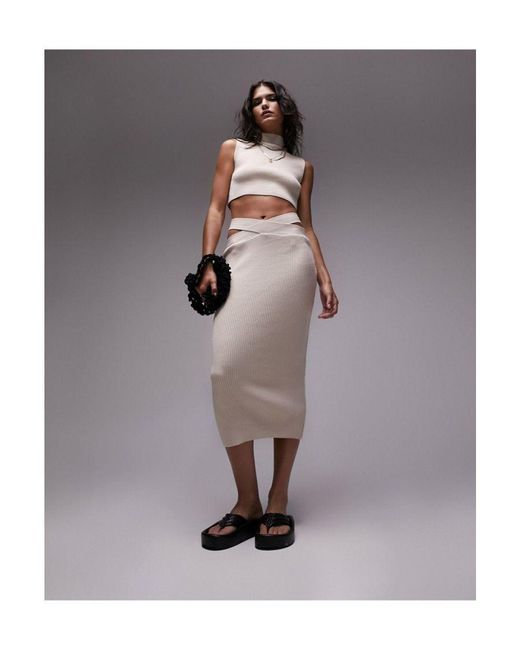 TOPSHOP Brown Knitted Co Ord Skirt