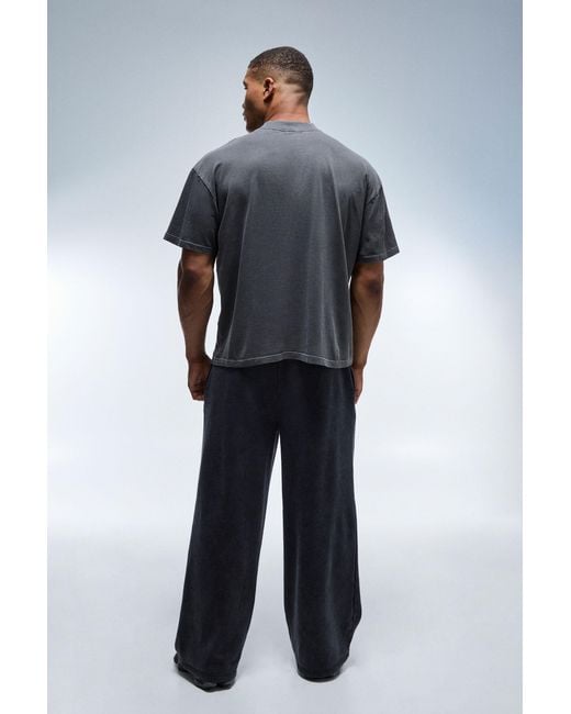 BoohooMAN Gray Active New York City Gym Washed Oversized Extended Neck T-Shirt for men
