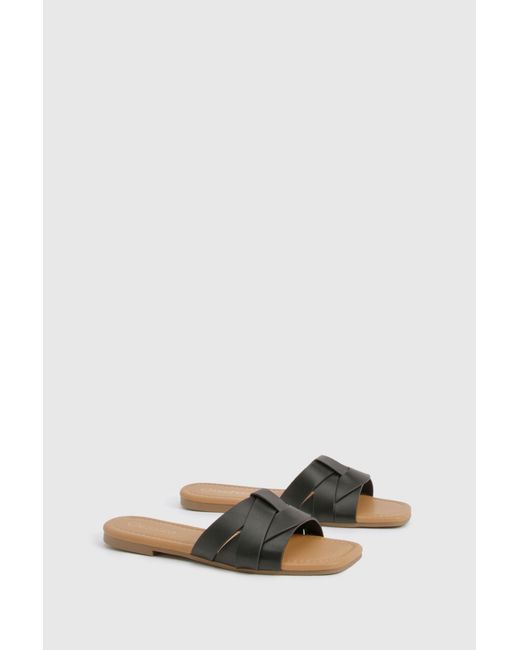 Boohoo White Woven Basic Mule Sandals