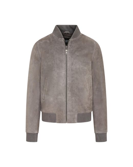 Infinity Leather Gray Goat Suede Ma-1 Bomber Jacket-Antalya for men
