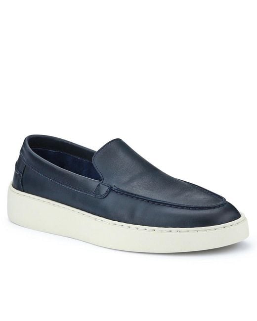 Jones Bootmaker Blue Quade Smart Leather Slip-On Shoes for men
