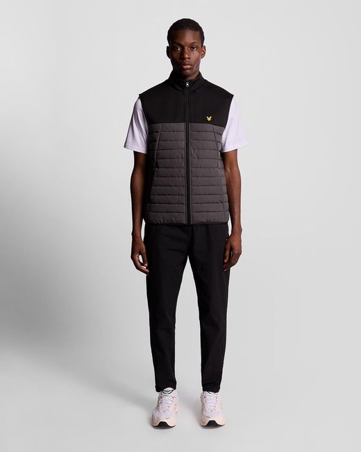 Lyle & Scott Black Sports Fleece Hybrid Gilet for men