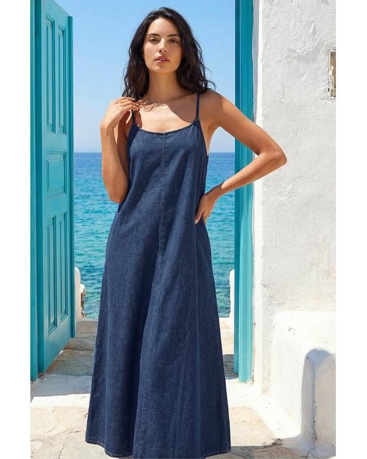 D.u.s.k Blue Strappy A-Line Maxi Dress