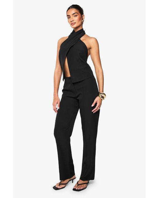Boohoo Black Woven Halter Co-Ord
