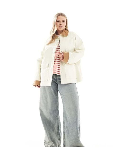 ASOS White Design Cord Top Collar Waxed Jacket