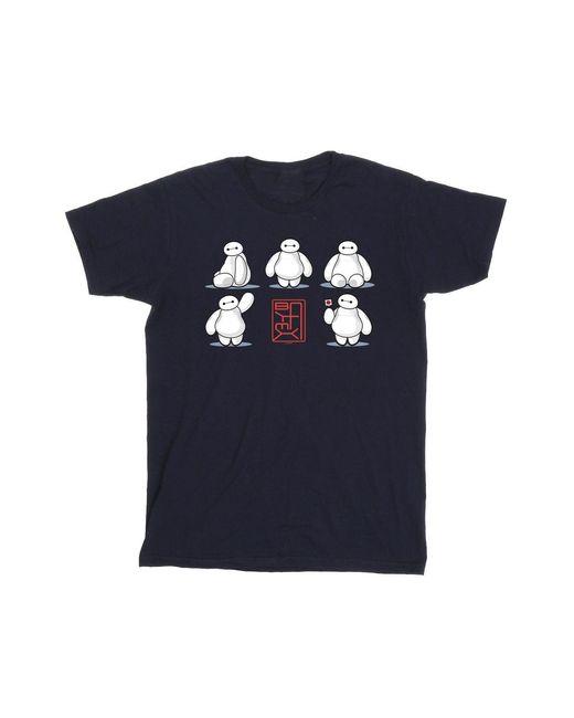 Disney Blue Big Hero 6 Baymax Many Poses T-Shirt for men