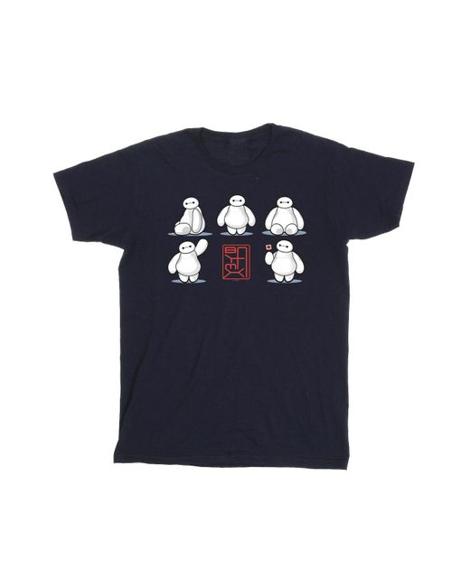 Disney Blue Big Hero 6 Baymax Many Poses T-Shirt for men