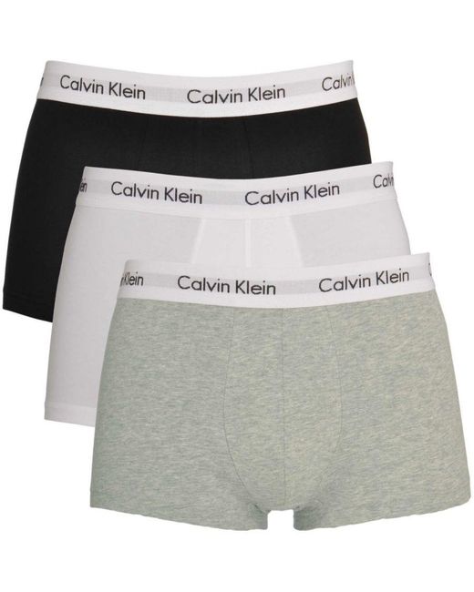 Calvin Klein Gray 3 Pack Cotton Stretch Low Rise Trunks for men